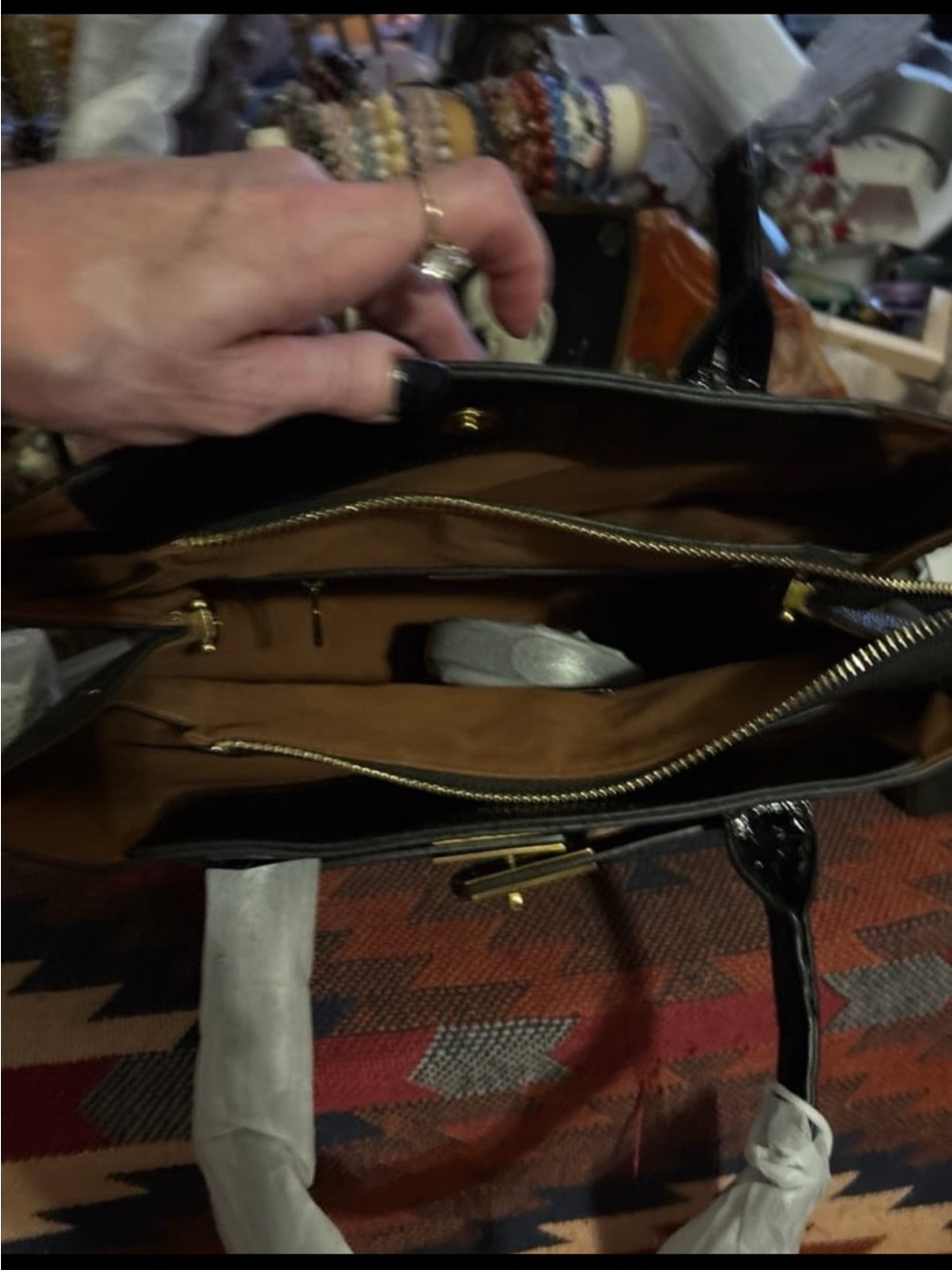 Black Crocodile Leather Purse - Picture 4 of 6